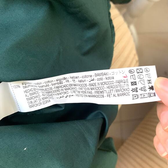 Zara Asymmetric Poplin Button Up Long Sleeve Shirt in Duck Green - Picture 10 of 10